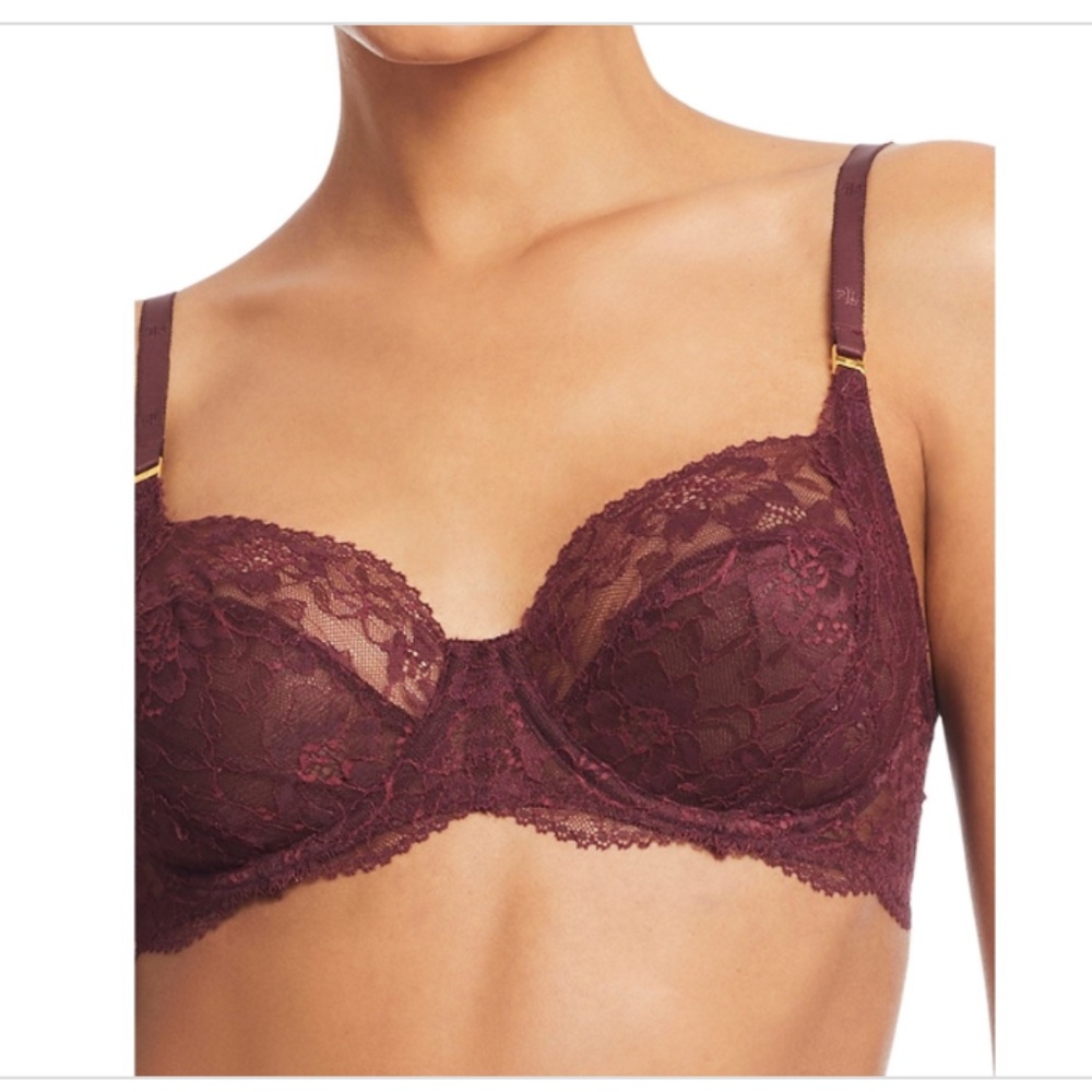 Lauren Ralph Lauren Women's Unlined Lace Full Coverage Bra - Pinot Noir NWT